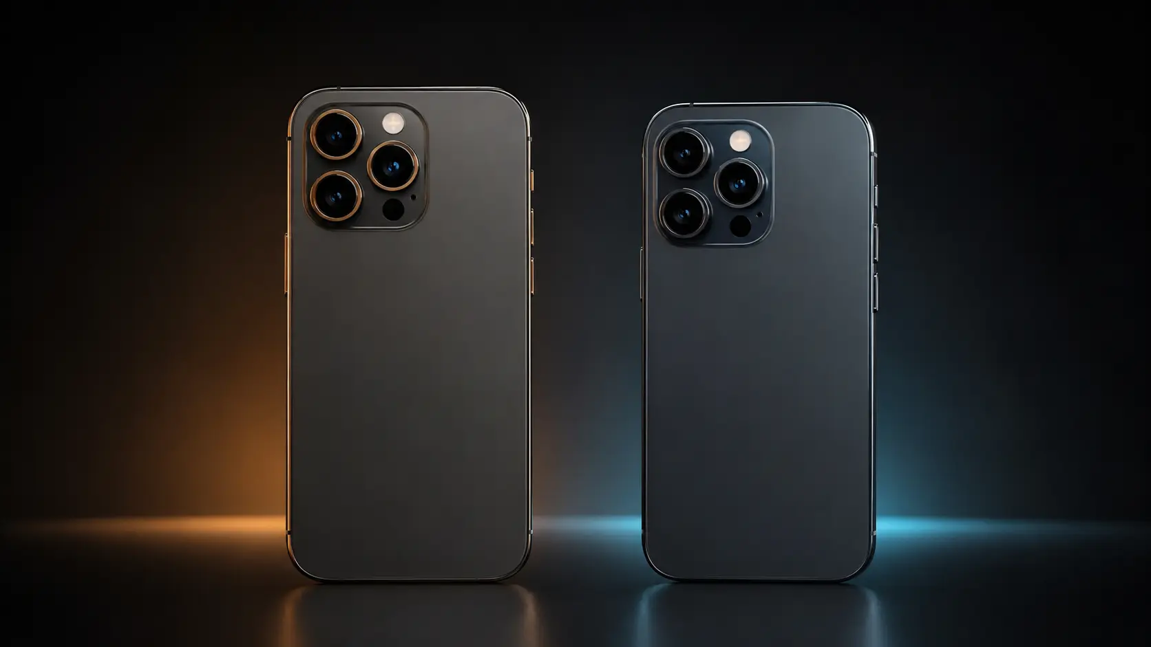 Unofficial concept image comparing two similar compact Pro-size smartphones from consecutive generations