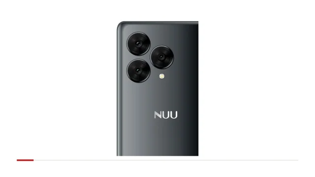 Rear-camera and body detail of the black NUU B30 5G from retailer artwork
